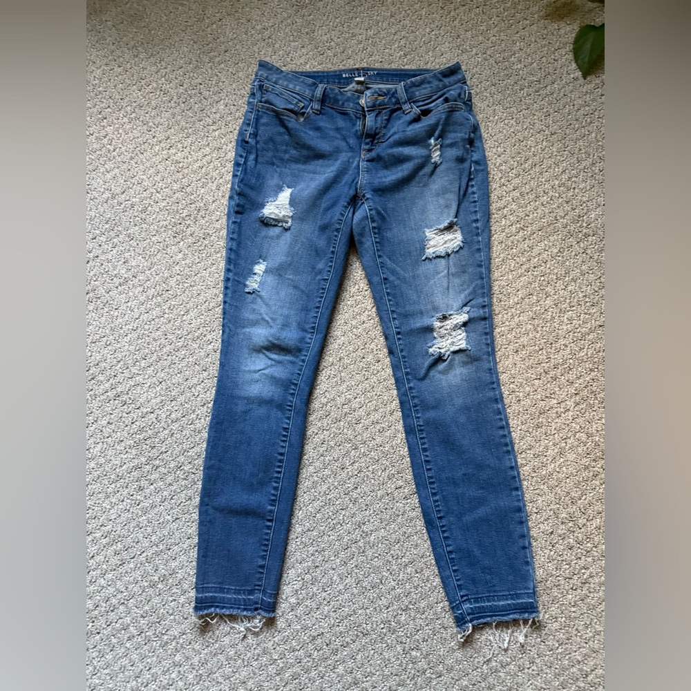 Belle Sky Distressed Blue Skinny Jeans